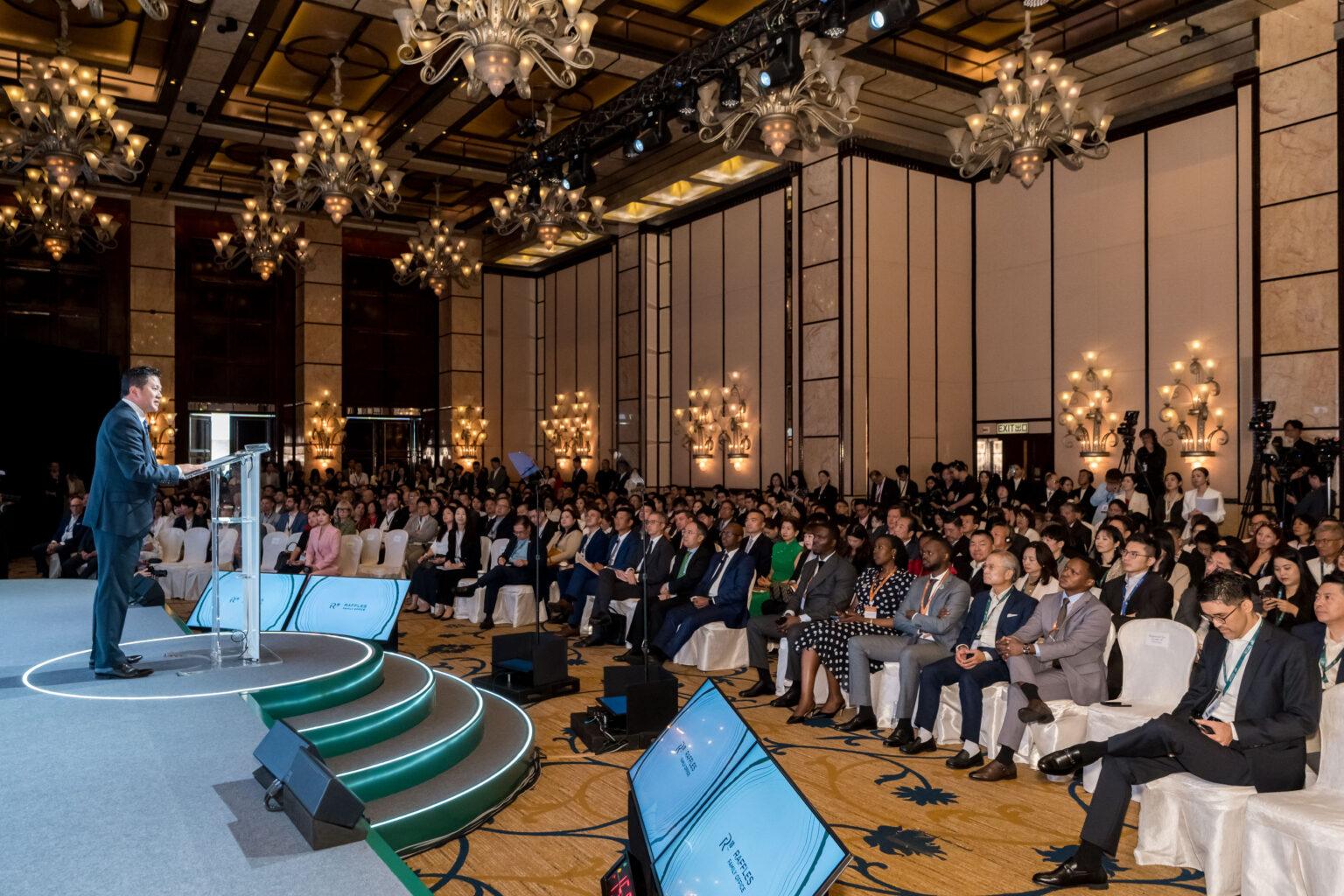 Welcome remarks by Chi Man Kwan, Group Chief Executive Officer, Raffles Family Office and keynote address by Christopher Hui, GBS, JP, Secretary for Financial Services and the Treasury of the HKSAR during Raffles Family Office Annual Forum 2025 at Four Seasons Hong Kong, Central, Hong Kong, on 8  October 2025, Hong Kong SAR, China.  Photo by : Felix Ho / Ike Images